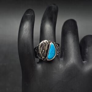 Waldeck Johnson Crushed Turquoise Ring Size 6.5 Native Navajo